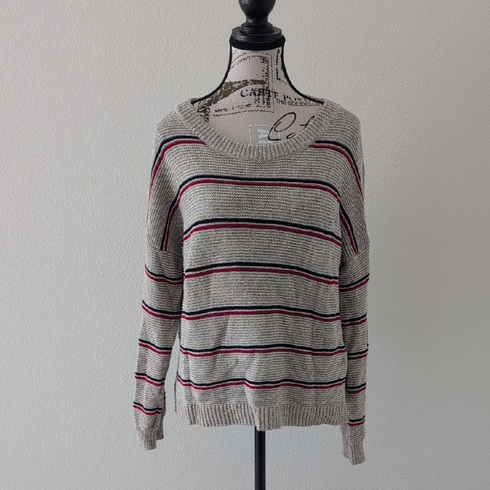 Striped Gray and Pink Women's Sweater